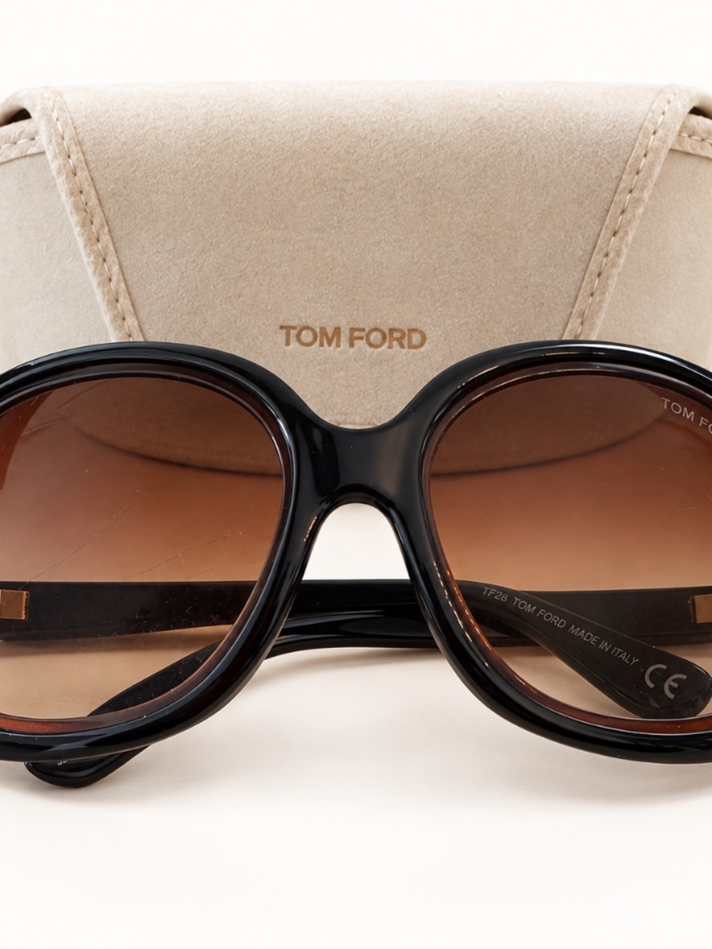 Tom Ford Jaquelin TF100 Oversized Sunglasses Black Brown Gradient